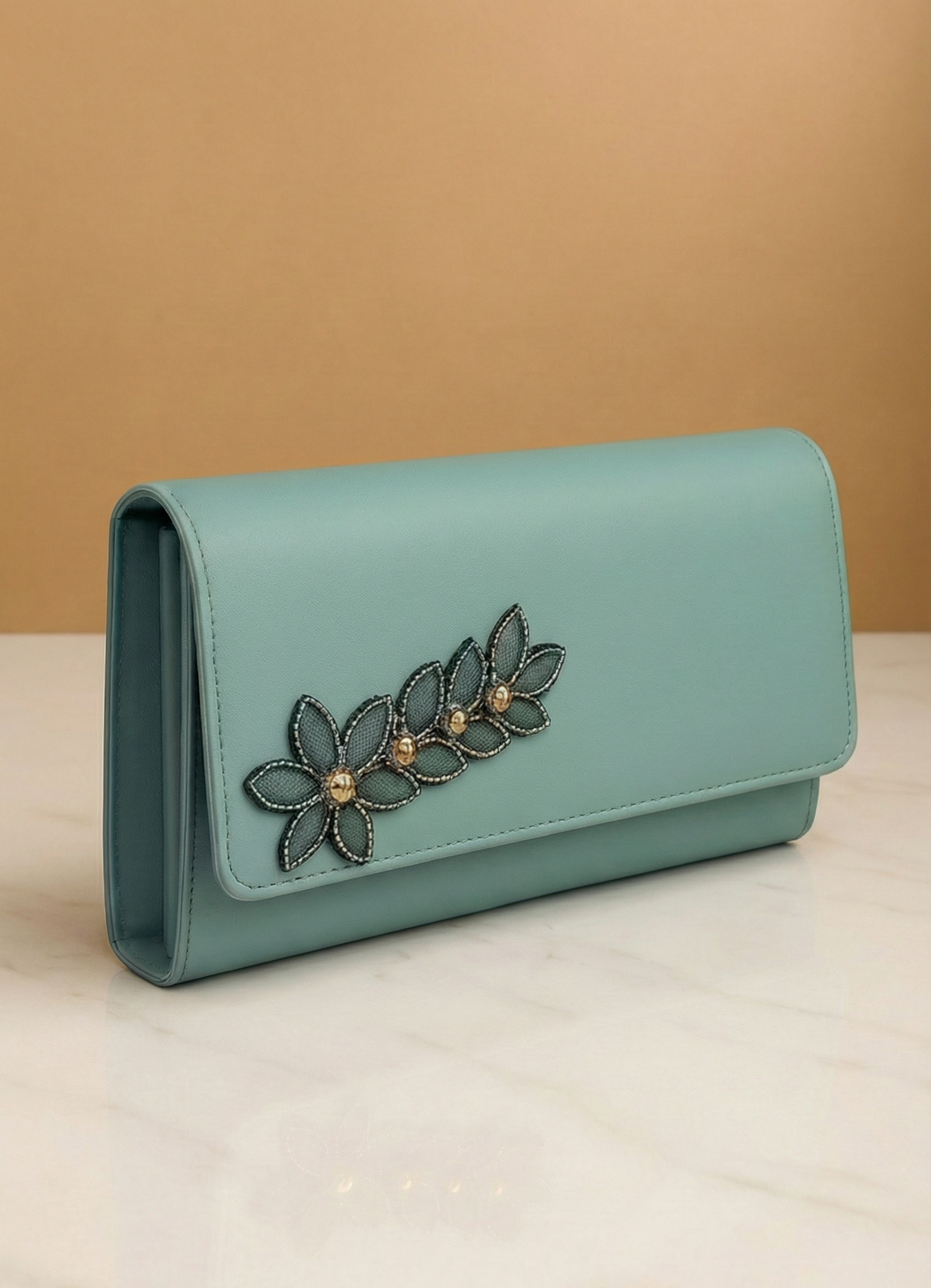 The Bordeaux Floral Clutch Wallet - Elegant & Organized